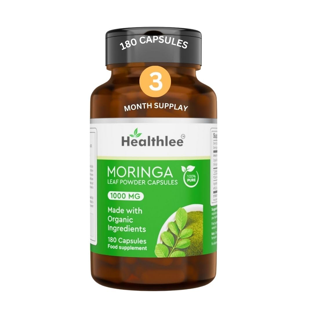 Healthlee Moringa Capsules | Moringa Oleifera | Organic Moringa 1000 mg | Moringa Leaf Powder | Moringa Supplement | Single Origin Moringa 100% Pure Powder Organic