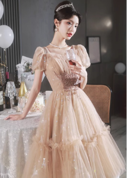 French Retro Sweet Fairy Dress with Heavy Embroidery